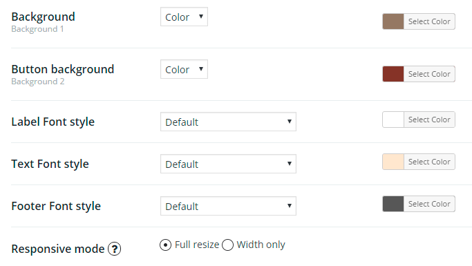 Appearance tab background responsive mode in WordPress Popup