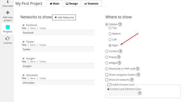 Add new project of Social Share Buttons plugin