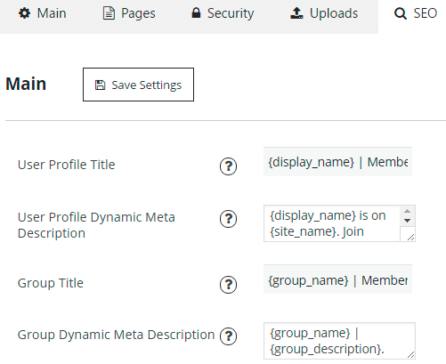 Membership Seo tab