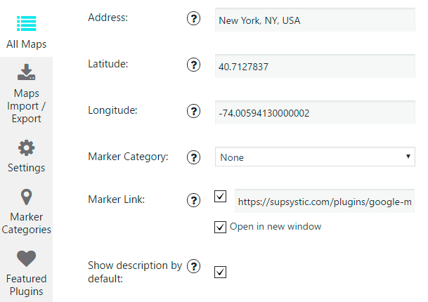 Marker Settings in Google Maps