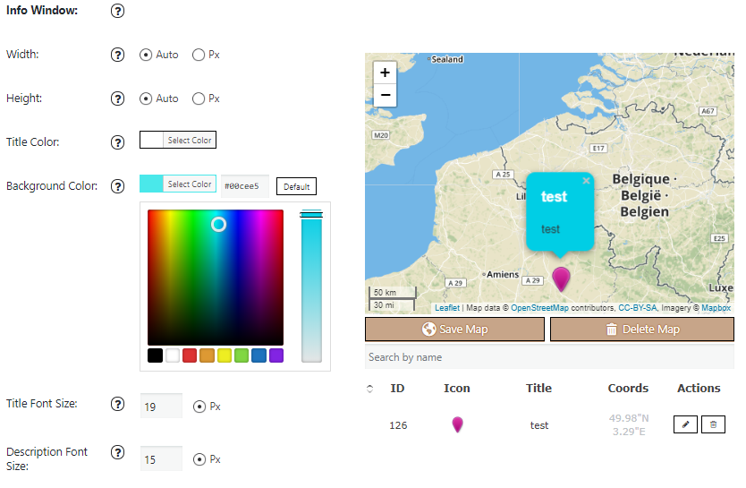 info window ultimate maps